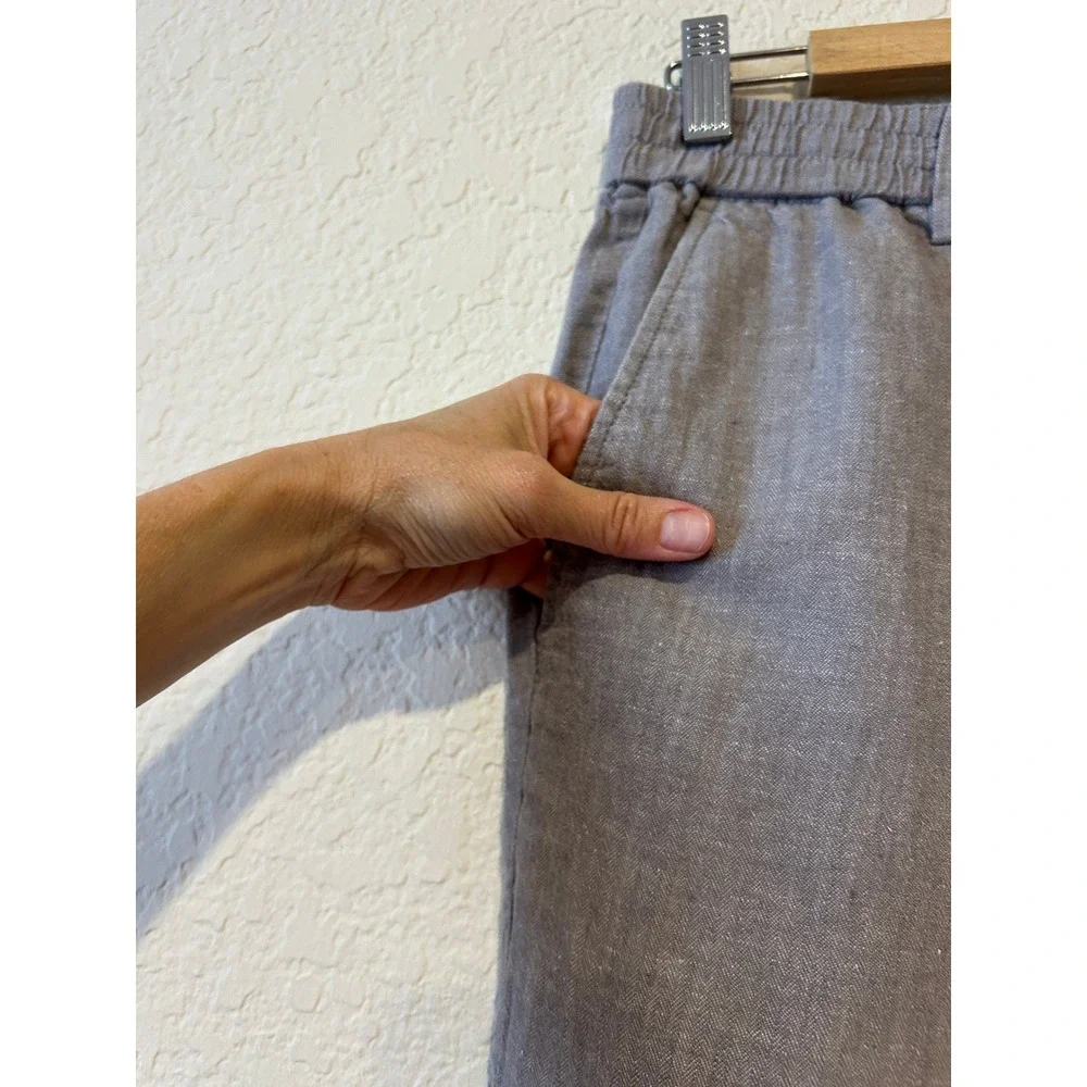 Banana Republic Slim Fit Pants 30x32 Grey Linen Blend Herringbone Beach Resort